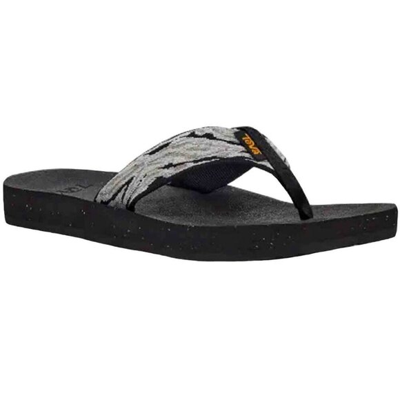 Teva Reflip Waves Pattern Flip Flop Thong Geometric Grey Black Women’s Size 8 - Picture 1 of 5